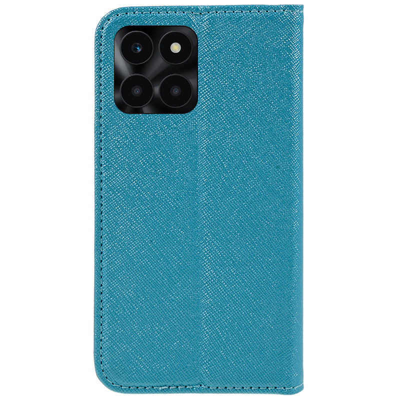 For Honor X6a 4G PU Leather Wallet Drop-proof Stand Case Cross Texture Phone Cover