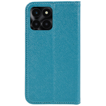 For Honor X6a 4G PU Leather Wallet Drop-proof Stand Case Cross Texture Phone Cover