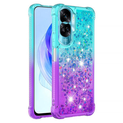 YB Quicksand Series-3 Gradient Shockproof Cover for Honor 90 Lite 5G , TPU Moving Glitter Phone Case