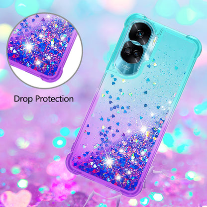 YB Quicksand Series-3 Gradient Shockproof Cover for Honor 90 Lite 5G , TPU Moving Glitter Phone Case