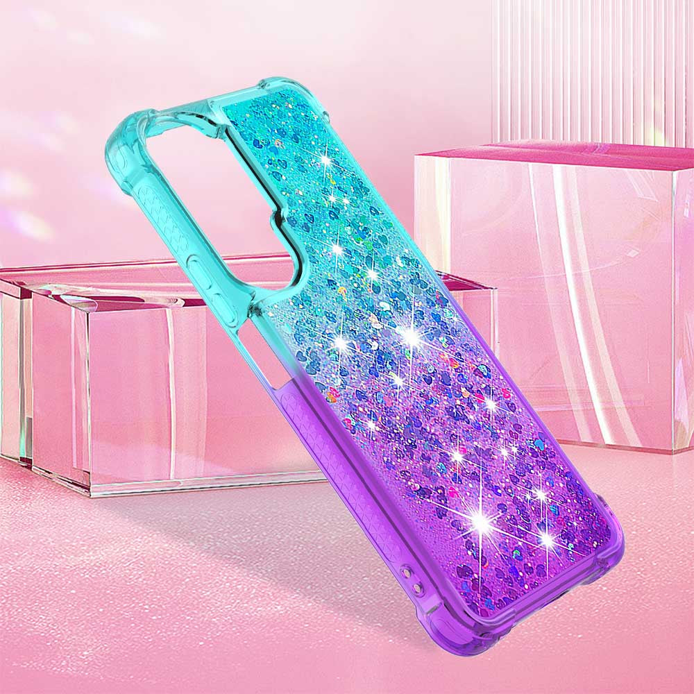 YB Quicksand Series-3 Gradient Shockproof Cover for Honor 90 Lite 5G , TPU Moving Glitter Phone Case