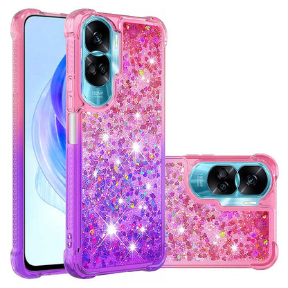 YB Quicksand Series-3 Gradient Shockproof Cover for Honor 90 Lite 5G , TPU Moving Glitter Phone Case