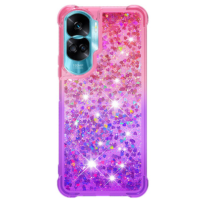 YB Quicksand Series-3 Gradient Shockproof Cover for Honor 90 Lite 5G , TPU Moving Glitter Phone Case