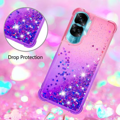 YB Quicksand Series-3 Gradient Shockproof Cover for Honor 90 Lite 5G , TPU Moving Glitter Phone Case