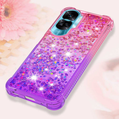 YB Quicksand Series-3 Gradient Shockproof Cover for Honor 90 Lite 5G , TPU Moving Glitter Phone Case