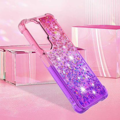 YB Quicksand Series-3 Gradient Shockproof Cover for Honor 90 Lite 5G , TPU Moving Glitter Phone Case