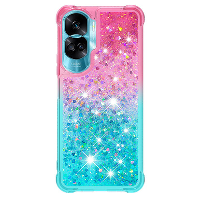 YB Quicksand Series-3 Gradient Shockproof Cover for Honor 90 Lite 5G , TPU Moving Glitter Phone Case