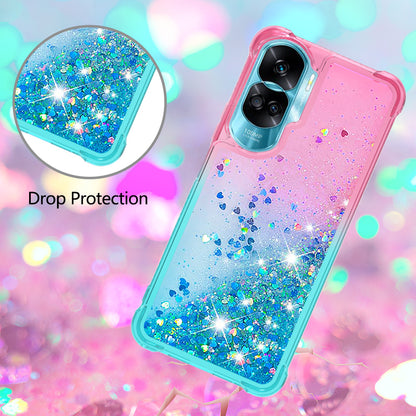 YB Quicksand Series-3 Gradient Shockproof Cover for Honor 90 Lite 5G , TPU Moving Glitter Phone Case