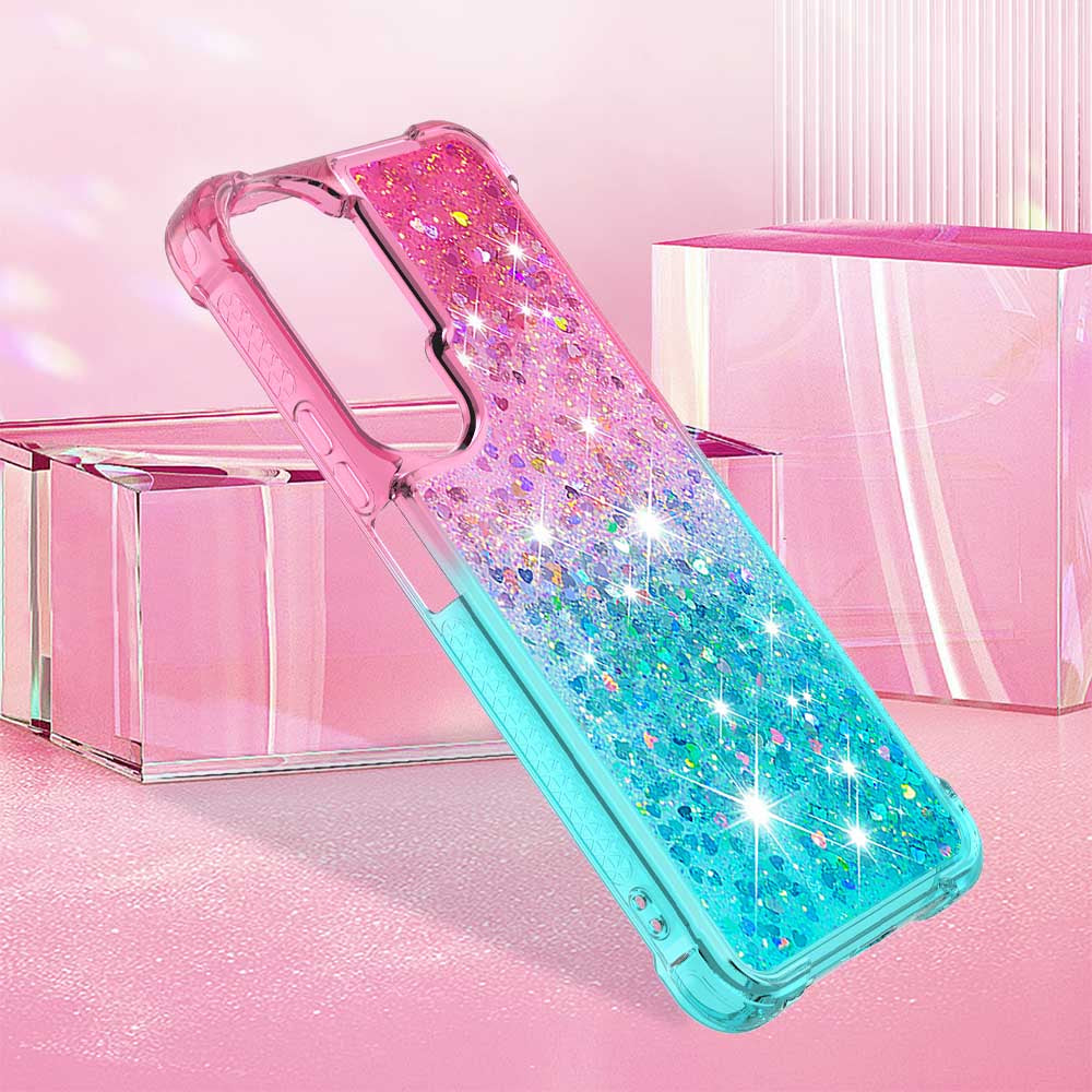 YB Quicksand Series-3 Gradient Shockproof Cover for Honor 90 Lite 5G , TPU Moving Glitter Phone Case