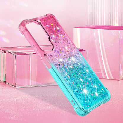 YB Quicksand Series-3 Gradient Shockproof Cover for Honor 90 Lite 5G , TPU Moving Glitter Phone Case