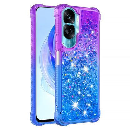YB Quicksand Series-3 Gradient Shockproof Cover for Honor 90 Lite 5G , TPU Moving Glitter Phone Case