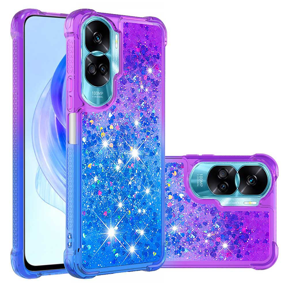 YB Quicksand Series-3 Gradient Shockproof Cover for Honor 90 Lite 5G , TPU Moving Glitter Phone Case