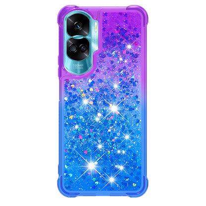 YB Quicksand Series-3 Gradient Shockproof Cover for Honor 90 Lite 5G , TPU Moving Glitter Phone Case