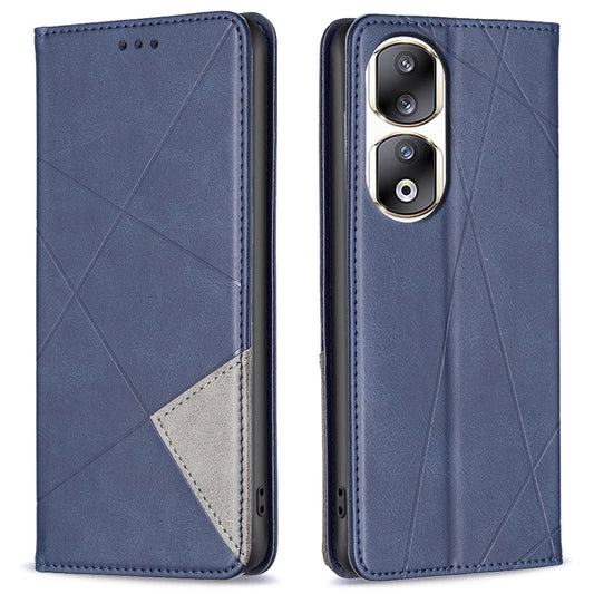For Honor 90 Pro PU Leather Cover Imprinted Line Anti-scratch Card Slots Stand Phone Case