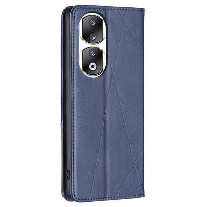 For Honor 90 Pro PU Leather Cover Imprinted Line Anti-scratch Card Slots Stand Phone Case