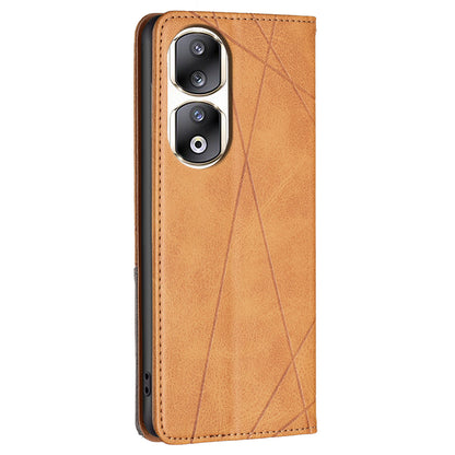 For Honor 90 Pro PU Leather Cover Imprinted Line Anti-scratch Card Slots Stand Phone Case
