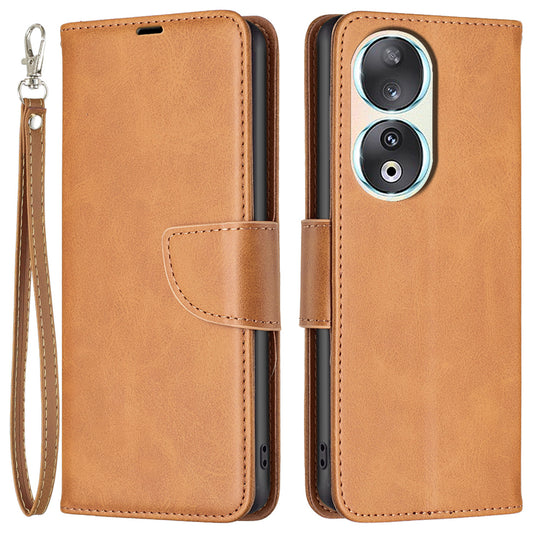 For Honor 90 Shockproof Wallet Case Textured PU Leather Stand Folio Flip Phone Cover