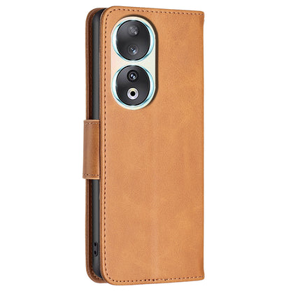 For Honor 90 Shockproof Wallet Case Textured PU Leather Stand Folio Flip Phone Cover