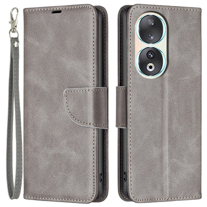 For Honor 90 Shockproof Wallet Case Textured PU Leather Stand Folio Flip Phone Cover