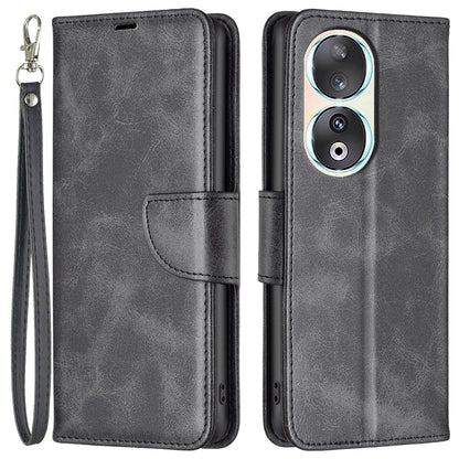 For Honor 90 Shockproof Wallet Case Textured PU Leather Stand Folio Flip Phone Cover