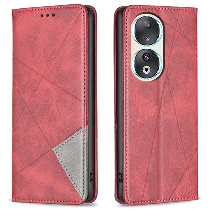 For Honor 90 Anti-Scratch Stand Leather Cover Imprinted Line Card Slots Mobile Phone Case