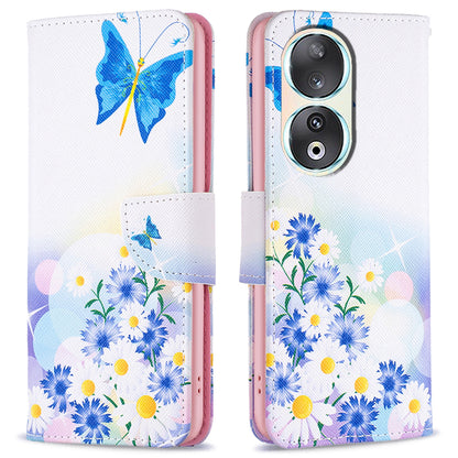 For Honor 90 PU Leather Pattern Printing Phone Case Stand Wallet Protective Cover