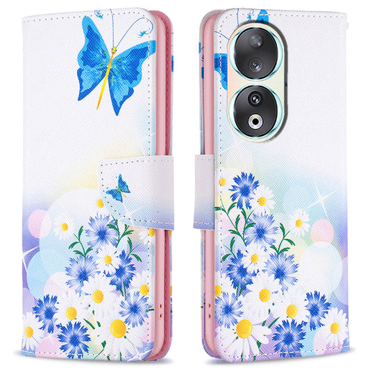 For Honor 90 PU Leather Pattern Printing Phone Case Stand Wallet Protective Cover