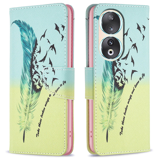 For Honor 90 PU Leather Pattern Printing Phone Case Stand Wallet Protective Cover