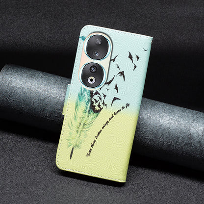 For Honor 90 PU Leather Pattern Printing Phone Case Stand Wallet Protective Cover