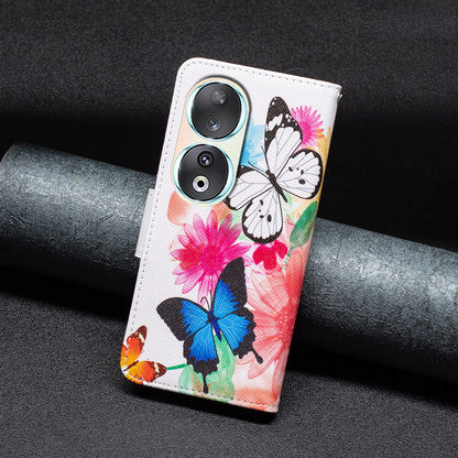For Honor 90 PU Leather Pattern Printing Phone Case Stand Wallet Protective Cover