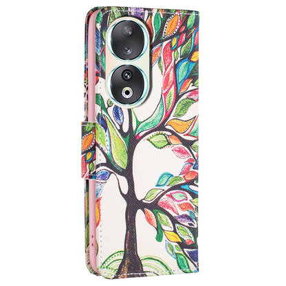 For Honor 90 PU Leather Pattern Printing Phone Case Stand Wallet Protective Cover