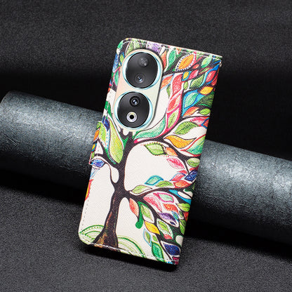 For Honor 90 PU Leather Pattern Printing Phone Case Stand Wallet Protective Cover
