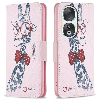 For Honor 90 PU Leather Pattern Printing Phone Case Stand Wallet Protective Cover