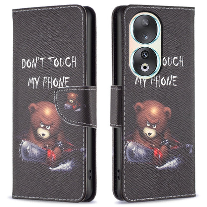 For Honor 90 PU Leather Pattern Printing Phone Case Stand Wallet Protective Cover