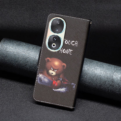 For Honor 90 PU Leather Pattern Printing Phone Case Stand Wallet Protective Cover