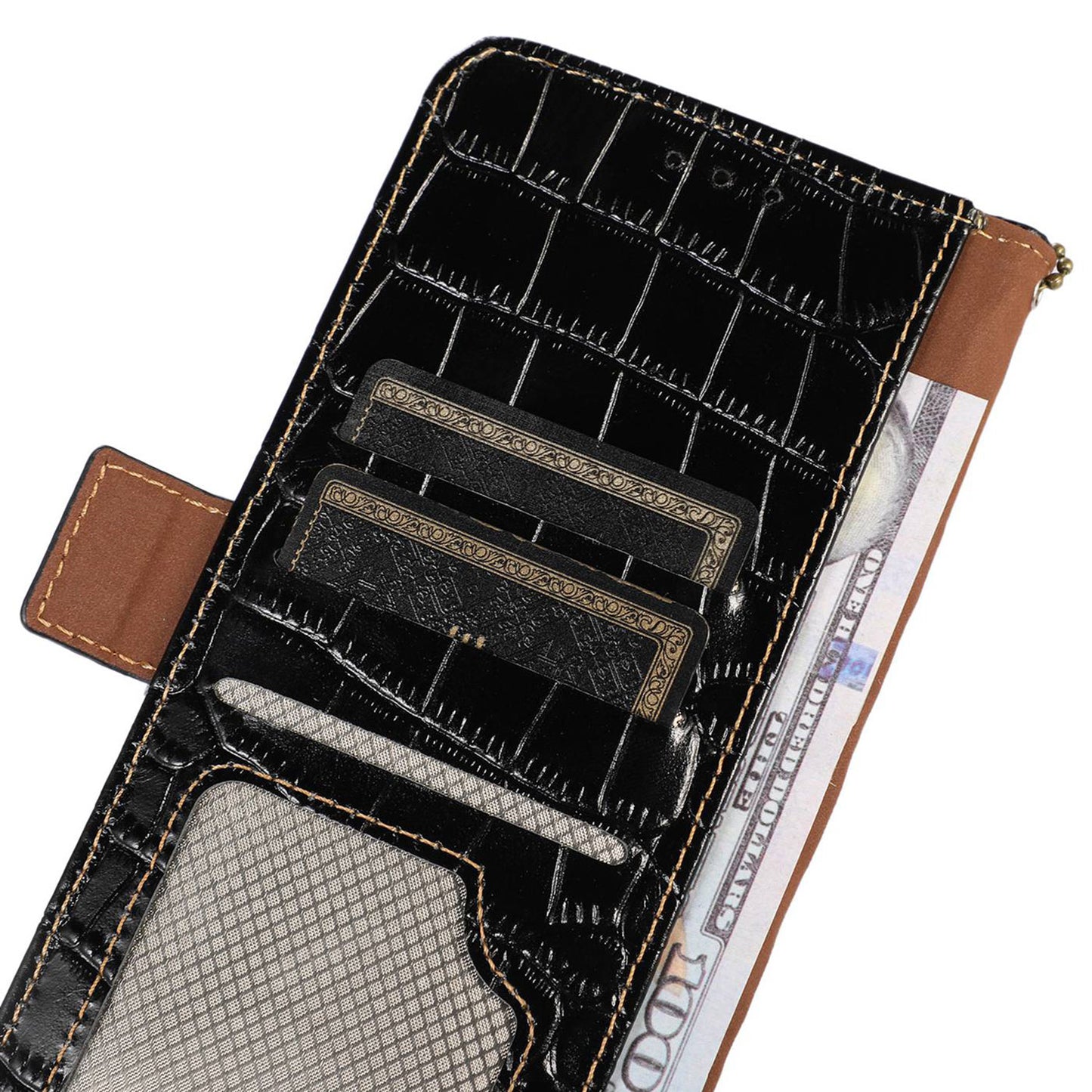 RFID Blocking Case for Honor 90 Genuine Cow Leather Phone Wallet Cover with Stand