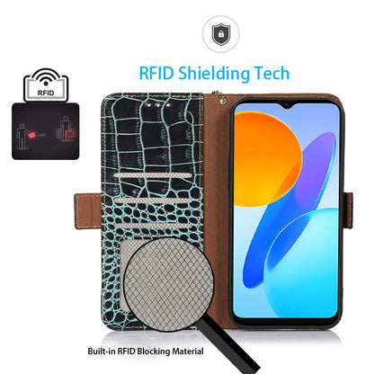 RFID Blocking Case for Honor 90 Genuine Cow Leather Phone Wallet Cover with Stand