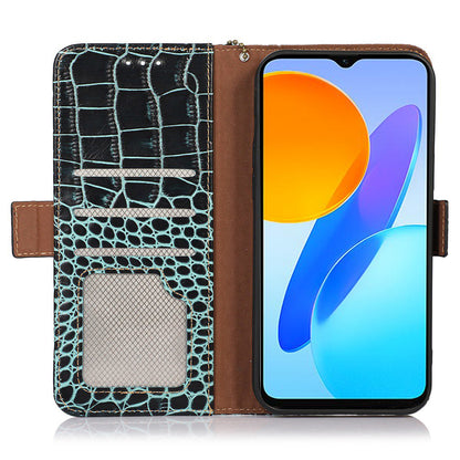 RFID Blocking Case for Honor 90 Genuine Cow Leather Phone Wallet Cover with Stand