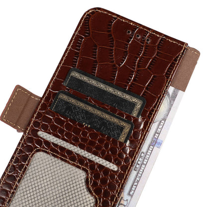RFID Blocking Case for Honor 90 Genuine Cow Leather Phone Wallet Cover with Stand