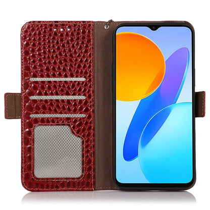 RFID Blocking Case for Honor 90 Genuine Cow Leather Phone Wallet Cover with Stand