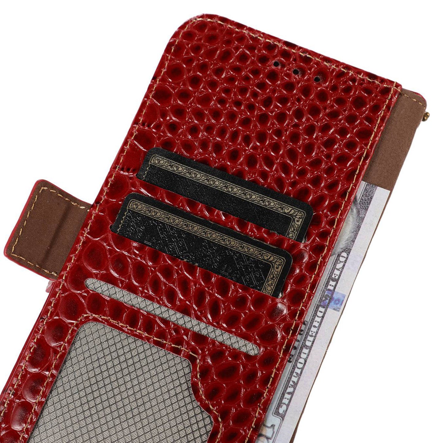 RFID Blocking Case for Honor 90 Genuine Cow Leather Phone Wallet Cover with Stand