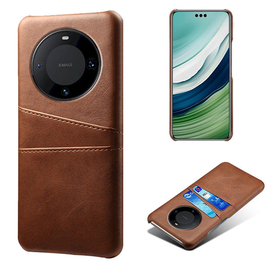 For Huawei Mate 60 Pro Drop Protection Cover Dual Card Slots PU Leather Coated PC Phone Case