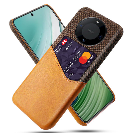 For Huawei Mate 60 Card Holder Phone Case Cloth Texture PU Leather+PC Back Cover