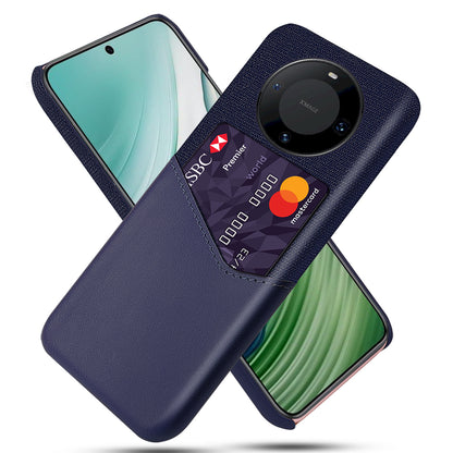 For Huawei Mate 60 Card Holder Phone Case Cloth Texture PU Leather+PC Back Cover