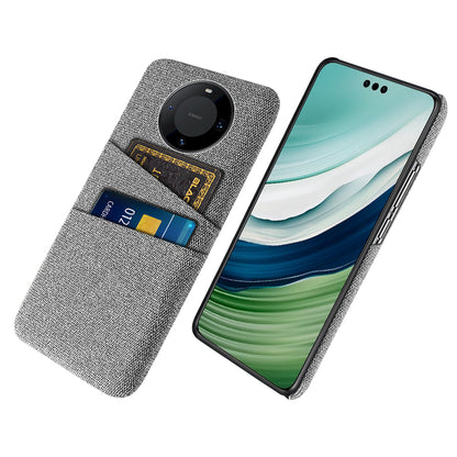 For Huawei Mate 60 Pro Hard PC Coated Cloth Phone Case Shockproof Cover with Dual Card Holder