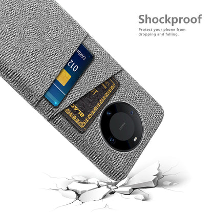 For Huawei Mate 60 Pro Hard PC Coated Cloth Phone Case Shockproof Cover with Dual Card Holder