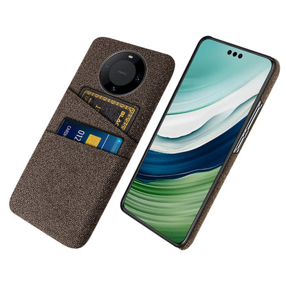 For Huawei Mate 60 Pro Hard PC Coated Cloth Phone Case Shockproof Cover with Dual Card Holder