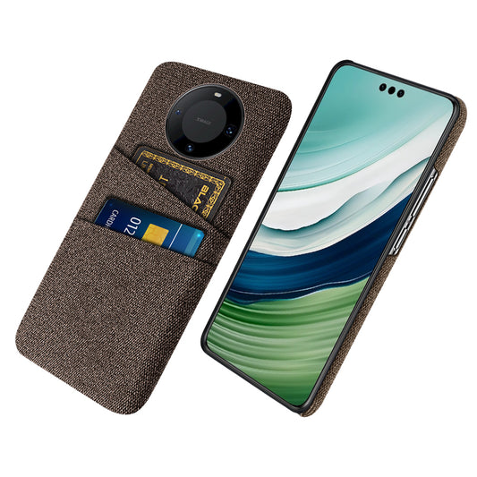 For Huawei Mate 60 Pro Hard PC Coated Cloth Phone Case Shockproof Cover with Dual Card Holder