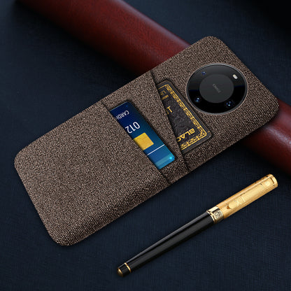 For Huawei Mate 60 Pro Hard PC Coated Cloth Phone Case Shockproof Cover with Dual Card Holder