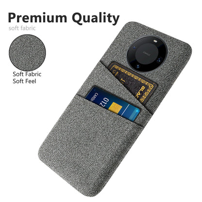 For Huawei Mate 60 Pro Hard PC Coated Cloth Phone Case Shockproof Cover with Dual Card Holder